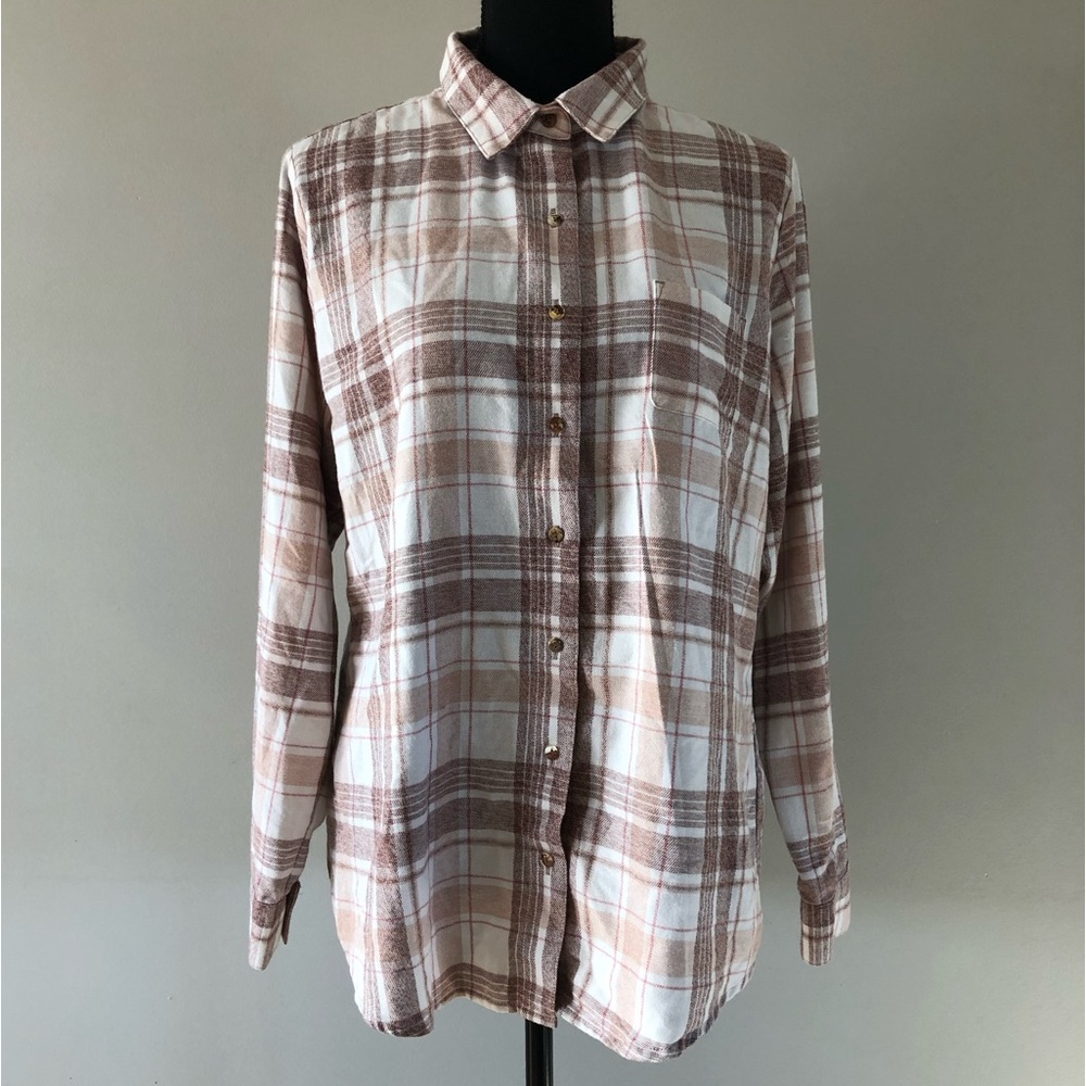 Women’s Kuhl Kamila Mocha Long sleeve Soft brushed Flannel shirt size L